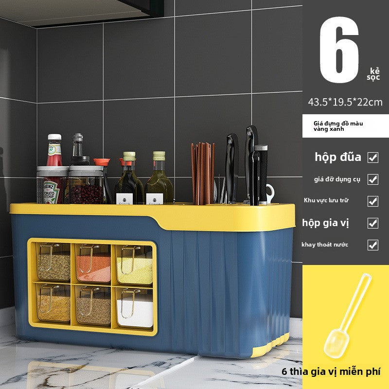 Hộp gia vị kết hợp bộ nhà bếp đa chức năng gia vị muối lon gia vị
