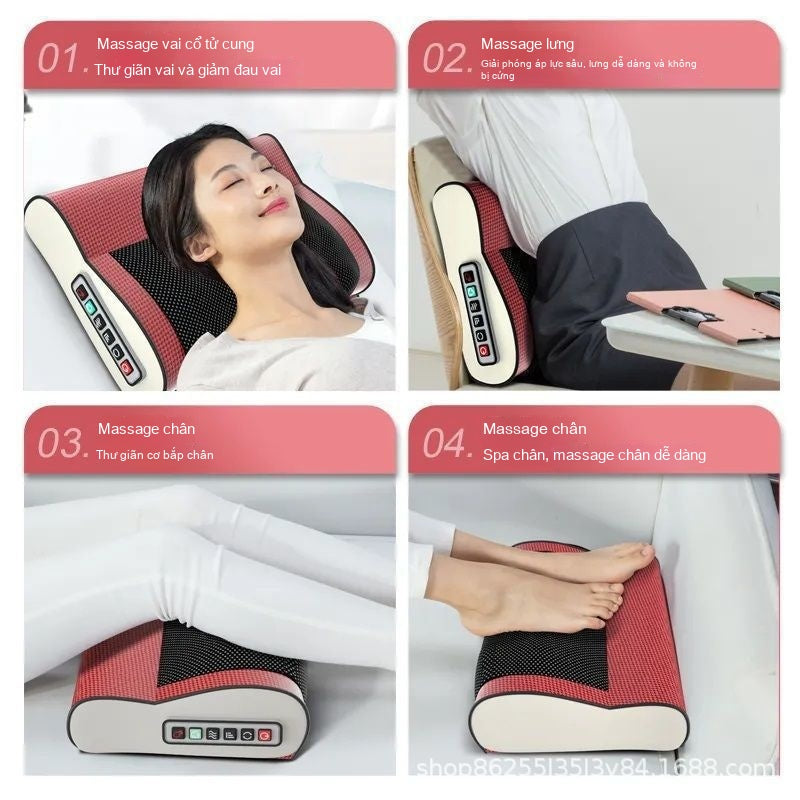 gối Massage cổ vai gáy  massage cổ thắt lưng lưng toàn thân gia đình đa chức năng chườm nóng nhào mas