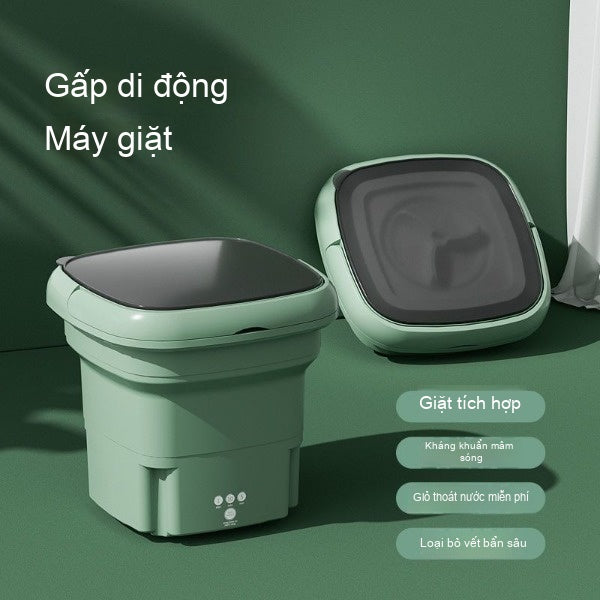 Máy giặt gấp mini khử trùng ánh sáng xanh nhỏ có thể khử nước di động rửa sạch mộ