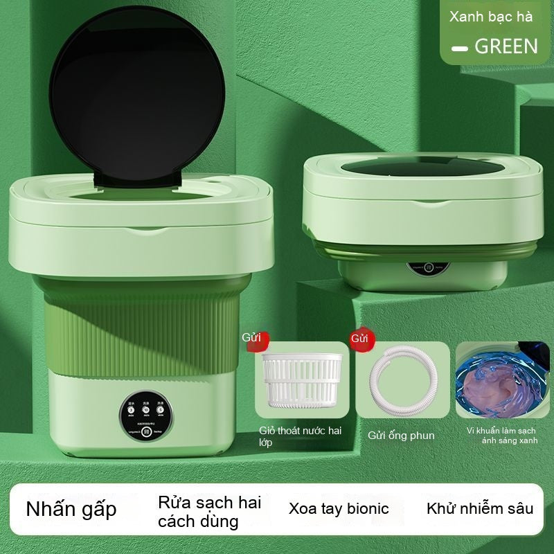 Máy giặt gấp mini khử trùng ánh sáng xanh nhỏ có thể khử nước di động rửa sạch mộ