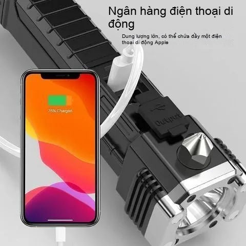 búa đa chức năng 4 trong 1 xe phá cửa sổ máy thoát hiểm búa khẩn cấp ánh sáng mạnh sạc