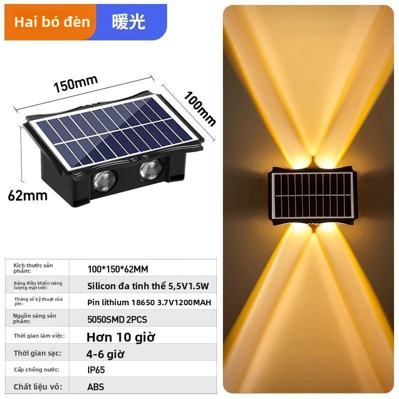 Đèn sân năng lượng mặt trời mới ngoài trời không thấm nước bên ngoài tường trang trí ngoài trời tườn