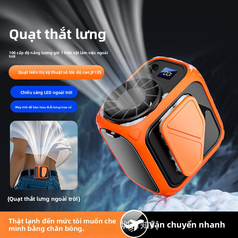 Quạt treo eo ngoài trời Quạt thắt lưng di động USB quạt sạc gió lớn Quạt treo cổ đa chức năng0511